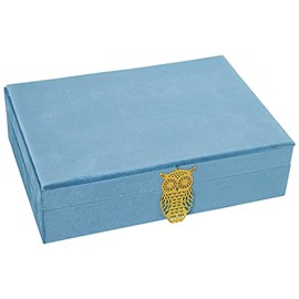 DRW Rectangular Velvet Jewellery Box Blue 28 x 20 x 7 cm