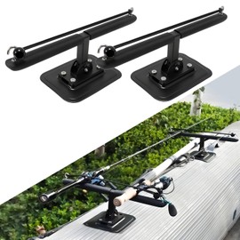 2-Pack Kayak Fishing Rod Holder with Glue-On Pad, Punch-Free Pontoon Boat Rod Holders, Adjustable/Multi-Rod Paddle Board Fishing Rod Holder, Inflatable Boat Accessories for Float Tube Fishing&Angling