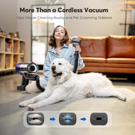 Teendow Cordless Vacuum Cleaner, 500W Stick Vac Specifically Handling Pet Hair Design, Up to 50 Minutes, Powerful Suction, Rechargeable, Lightweight for Carpet, Hard Floor, Black
