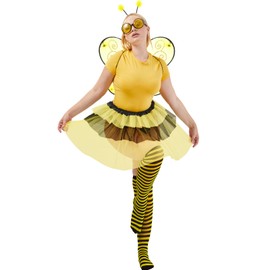 Bee Costume Kit Bee Costume Accessories Tutu Skirt Bee Wings Antenna Headband Striped Knee Thigh High Leg Warmers Bee Glass
