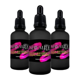 JYE Serum Facial Acido Hialurnico, Argn, Vitamina E, Coco. Orgnico para todo tipo de piel, antiedad, hidratante, suero antiarrugas. Set de 3 botellas 