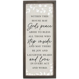 Simply Said, INC Farmhouse Frames Faith Decor - May God's Peace Abide, Step Inside - 10 x 24 inch Rustic Wood Sign - Made in USA - FF1312