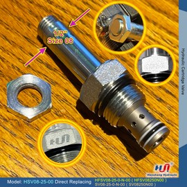 Hanshang Hydraulic HSV08 Cartridge Solenoid Valve, Normally-Closed, Two-Way, Two-Position, Spool-Operated Cartridge Solenoid Valve With