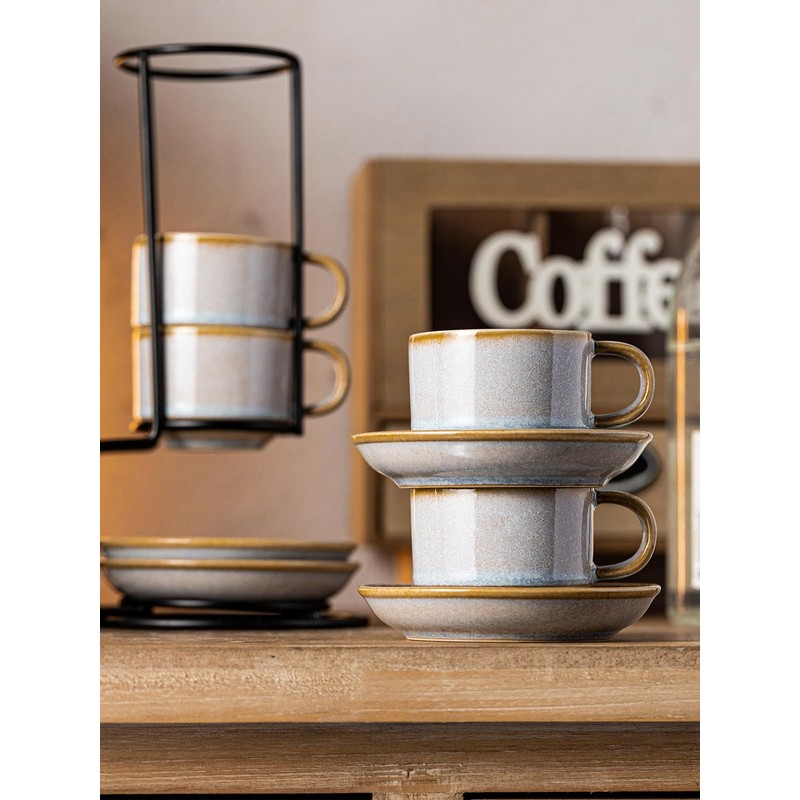 Gomakren 2.5 Ounce Espresso Cups Set of 4, Small Stackable