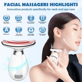 Face Massager, Face Neck Anti-Wrinkle Beauty Device Smart 7 Colours 3 Modes Face Lifting Device, 42° High Frequency Vibration Face Beauty Device for Skin Care, Improvement, Firming