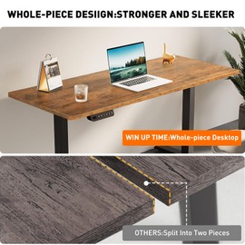 Win Up Time Electric Standing Desk Whole Piece Desktop Height Adjustable Desk- Standing Computer Desk, Sit Stand Desk Frame & Top, Electric Stand Up Desk on Wheels
