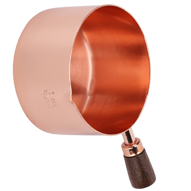 Sauce Pan Wooden Handle Rose Gold Stainless Steel Sauce Pot