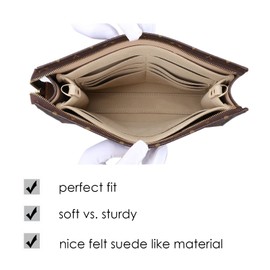 Senral Microfiber Small Bag Organiser Insert for Toiletry Pouch 26/19 Makeup Bag Organizer Insert Shaper with Gold Buckles (Light Khaki)