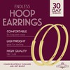 14k Yellow Gold Endless Hoop Earrings Round Flexible Thin Slim