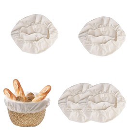 MOROBOR 4PCS 9 Inch Round Bread Proofing Basket Cloth Liner Fermentation Basket Liner Natural Rattan Baking Dough Sourdough Banneton Baskets Cover Bread Baking Supplies