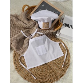 Ylsteed Newborn Photography Outfits Girl Boy Chef Outfits Infant Baby Photo Shoot Chef Costume Newborn Baby Photography Props Baby Chef Hat Apron Set Newborn Photography Outfits Boy - White