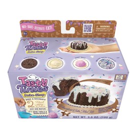 Goliath Tasty Tinies Bake Shop Chocolate Cake Mix Kit with Unicorn Tracks Sprinkles & Vanilla Frosting Mix | Bake & Decorate 2 Real Mini Cakes | Includes Mini Tools & Ingredients | Ages 6+