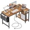 Mericonia Small L Shaped Computer Desk with Power Outlets, Gaming