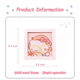 Akutoer Cute Anime 5D Diamond Drawing Kits, Gem Arts & Crafts Supplies with Frames, Cartoon Painting with Diamond, DIY Paint Supplies for Kid(Kitty)