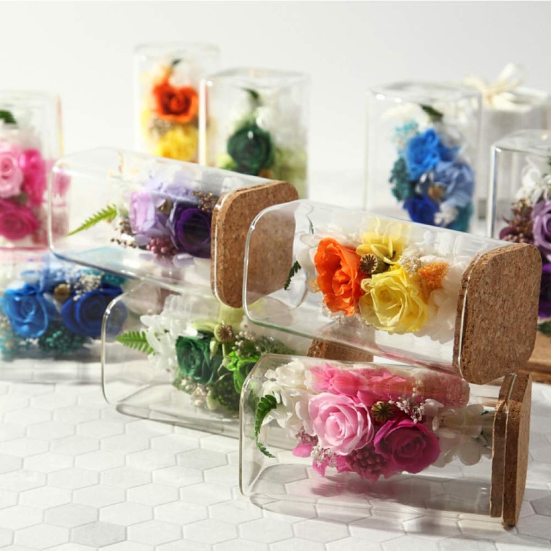 TEATSIGHT Preserved Flower Bottle Gift Boxed Soleil (Roses, Blue)