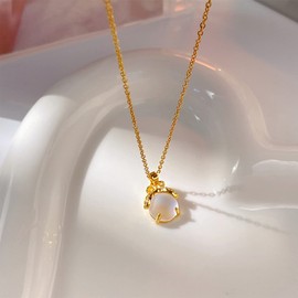 QIAOZHI Women Jewelry Firefly Moonstone Pendant Necklace Simple Choker Necklaces