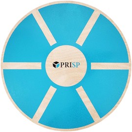PRISP Wooden Wobble Balance Board - Round Stability Trainer for Standing Desk, Core Exercises, Ankle Training, Home Gym and Fitness; Wood Balancing Disk