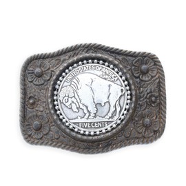 HHH Designs Buffalo Nickel Belt Buckle| Western Buckle with Rusty Black Finish | Present for your Friends | Buckle with a Hook and 1.75inch D-Ring Loop, Attach to Any Snap Type Belt.