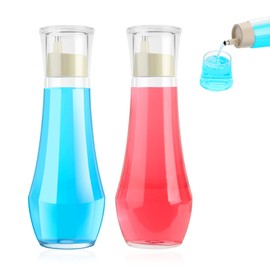 Tiyafuro 2PCS Glass Mouthwash Dispenser for Bathroom, 8.8OZ Mouth Wash Container Bottle with Lid Cup, Small Clear Refillable Mouthwash Holder Decanter for Countertop, Multifunctional Glass Bottle