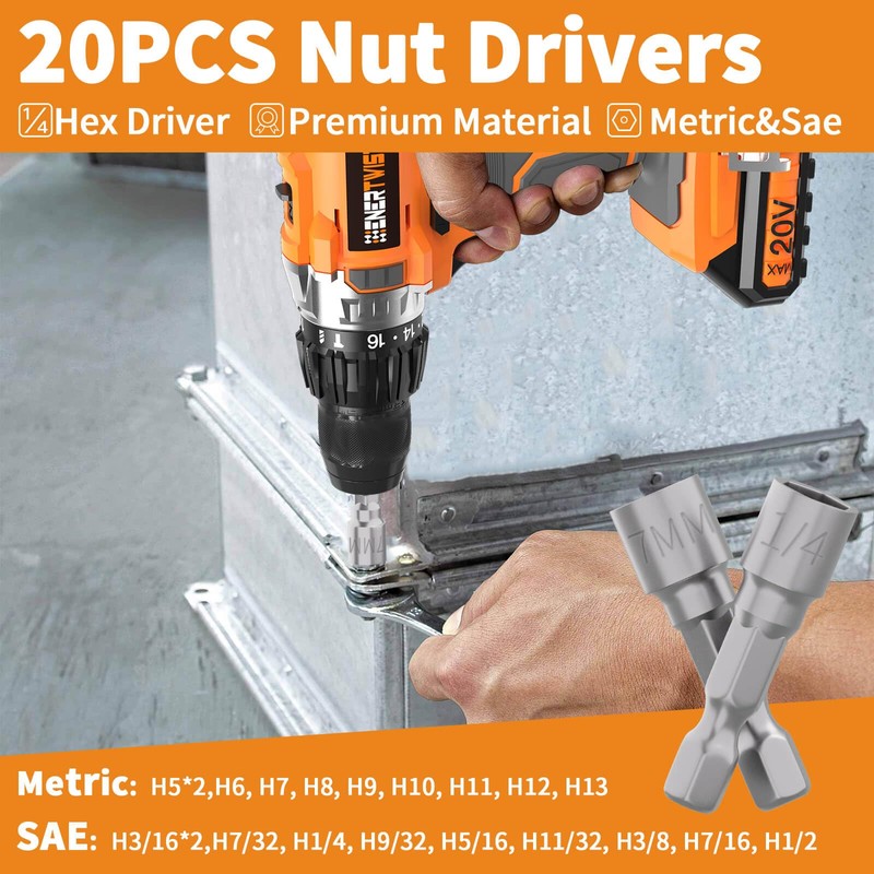 ENERTWIST 228 Pcs Screwdriver Bit Set, CR-V 1/4" Hex Shank