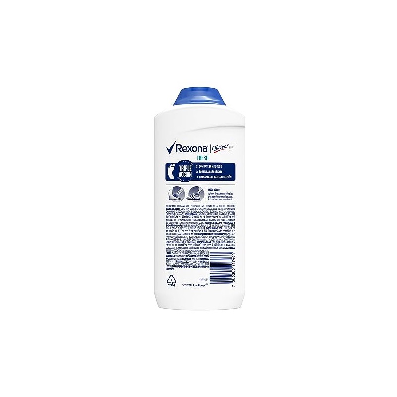 Talco Desodorante para Pies REXONA Efficient Fresh, 200 g
