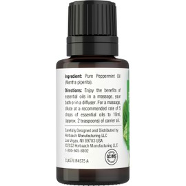 Horbaach Peppermint Essential Oil | .51 fl oz (15mL) | for Massage, Bath & Diffuser