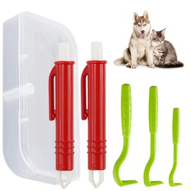 WUSJCOF Tick Tweezers Set for Dogs, Cats and People - Set of 3 Tick Hooks & Set of 2 Tick Tweezers, Safe Tick Remover for Pets and Children