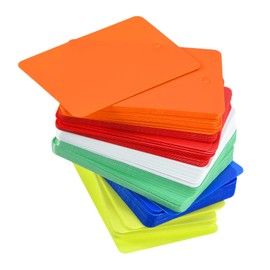 TOP-VIGOR 150Pcs Plastic Shipping Tags, 40x60x0.2mm Waterproof Hang Tags, Blank Labeling with Eyelet for Product Identification Tags Valve Marking, White, Red, Yellow, Blue, Orange, Green