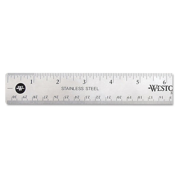 Westcott 10415 Stainless Steel Office Ruler With Non Slip Cork