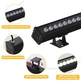 JSN&PC LED Wall Washer Light 36W IP65 Waterproof Black Housing Outdoor Light for Advertising Boards, Billboard,Building Commercial Lighting (Warm White 2800-3000K)