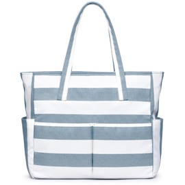 oscaurt Large Beach Bag with 9 Pockets, Waterproof Beach Bags for Women, Sandproof Summer Beach Tote Bag with Zip, Holiday Essentials Shopping Bag Travel Bag Handbags for Pool Gym Weekend