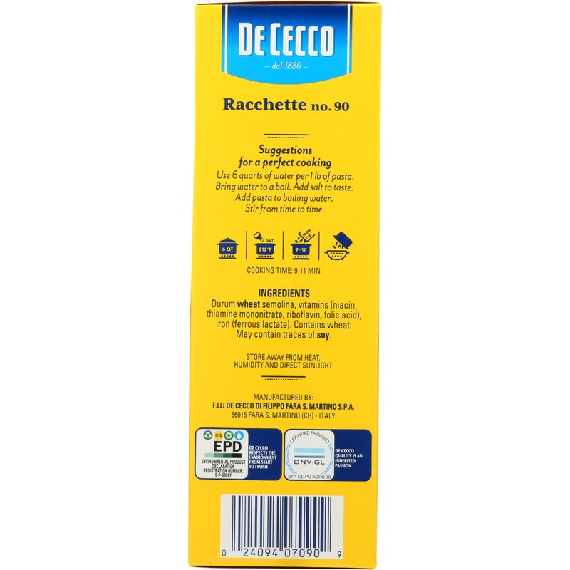 DE CECCO PASTA Racchette Pasta, 16 OZ