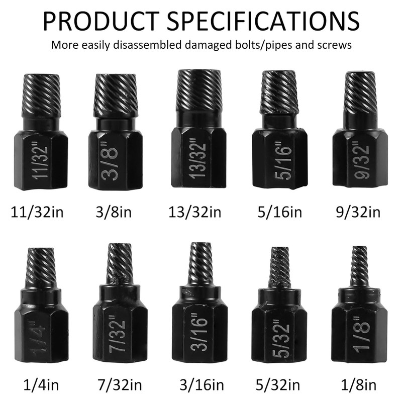 20Pcs Damaged Screw Extractor Set Alloy Steel Broken Screw Removal