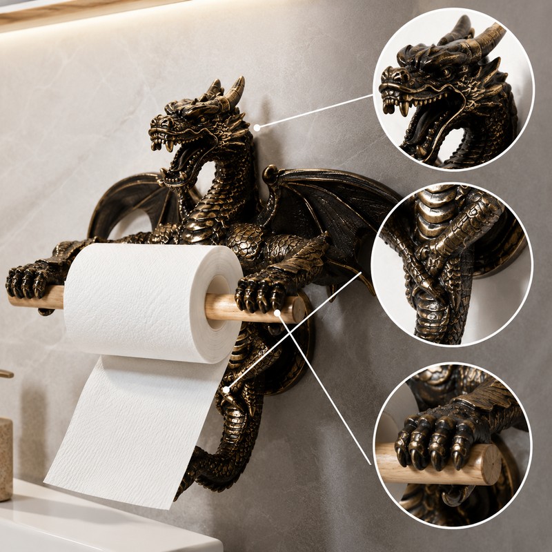 Dragon Toilet Paper Holder for Bathroom & Kitchen – Retro