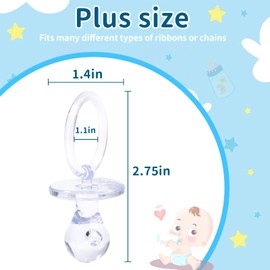 Pacifiers for Baby Shower Game, 36PCS Plastic Pacifiers for Baby Shower Decoration DIY, Large Size Baby Shower Pacifiers, Gender Reveal Party Table Scatter/Hunt Baby Shower Game Props(Clear, 2.75 in)