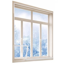 FonsBleaudy Heavy Duty Window Insulation Kit 63inX63in to Keep Cold Out in Winter,Reusable Transparent Window Film ，Easy to Open for Ventilation with Adjustable Hook & Loop Straps (160X160cm)