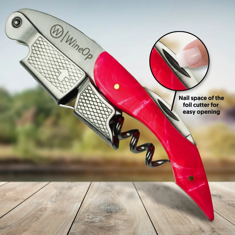 WineOp Professional Double Hinged Wine Bottle Opener Corkscrew Key |