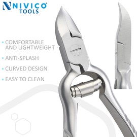 NIVICO Heavy Duty Podiatrist Toenail Clippers for Thick and Ingrown Nails, Podiatry Thick Toenail Clipper, Stainless Steel Barrel Spring Ingrown Toenail Tools