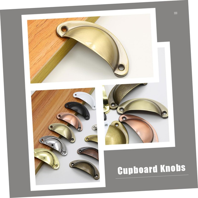 LALAFINA 12pcs Furniture Drawer Handles Semi-Circular Hampton Style Knobs Shell