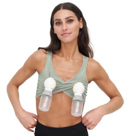 Larken X Nursing & Hands-Free Pumping Bra - Ultra Comfort & Convenience with Silky Soft, Stretch Fabric - Sage (XS)