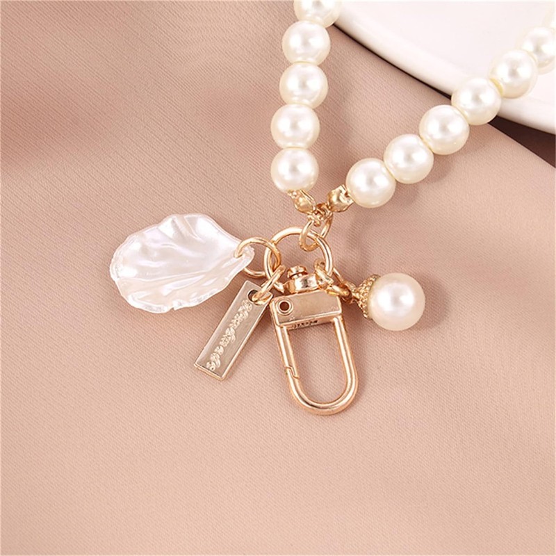 Enyolidimk 1Pc White Women's Imitation Pearl Chain Key Chain Backpack