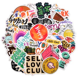 50pcs Scrapbook Stickers Laptop Stickers Cute Stickers Animal Stickers Small Stickers for Children Suitcase Stickers Sticker Pack (Text Theme)