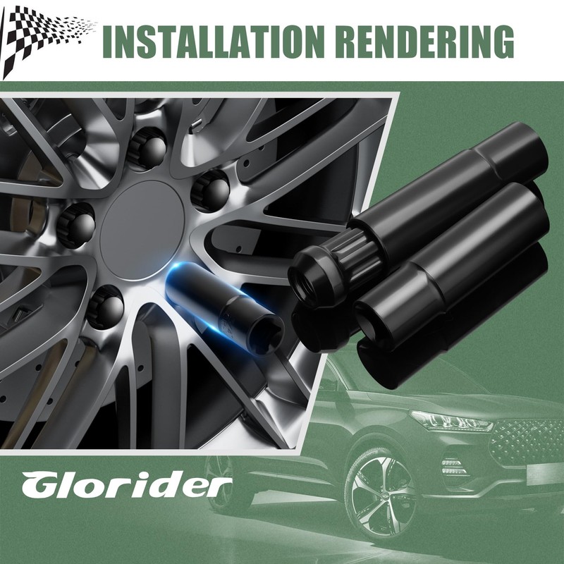 Glorider 7 Spline Lug Nuts Key Socket, 1/2 Inch Drive