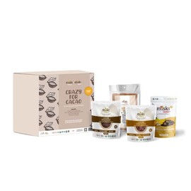 Miski Organics Crazy for Cacao – With Maca Cacao Powder, Dark Chocolate Covered Banana Slices, Cacao Nibs, and Cacao Husk Tea – Delicious and Healthy Snack with minerals and high fiber content | 4 Box