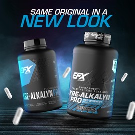EFX Sports Kre-Alkalyn Pro | pH Correct Creatine Monohydrate Pill Supplement | Muscle Building Pre Workout for Men & Women | 60 Servings, 120 Capsules