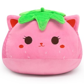 MUFEIRUO Cute Strawberry Cat Plush Pillow, 20 cm Soft Cat Stuffed Animals Toy for Kids, Kawaii Decor for Girls Boys (20cm Strawberry Cat)