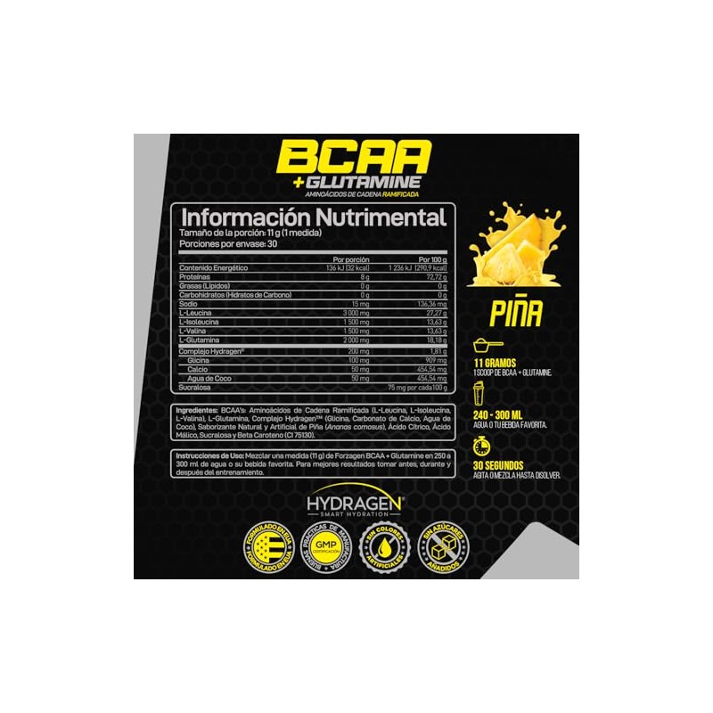 Forzagen Aminoácidos Bcaa Glutamine Glutamina Servicios Sabor Piña Post Intra