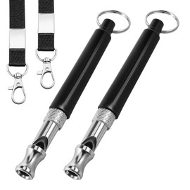 YQQYG Pack of 2 Dog Whistles, Dog Whistle to Stop Barking, Dog Whistle Recall, Adjustable Ultrasonic Dog Whistles with Lanyard, Dog Training Whistles (Black)