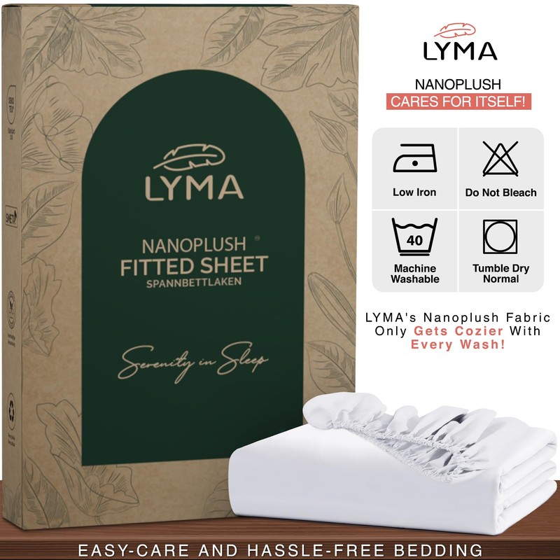 LYMA Bedding Fitted Sheet Single, Deep Pocket 35CM, OEKO-TEX Certified,