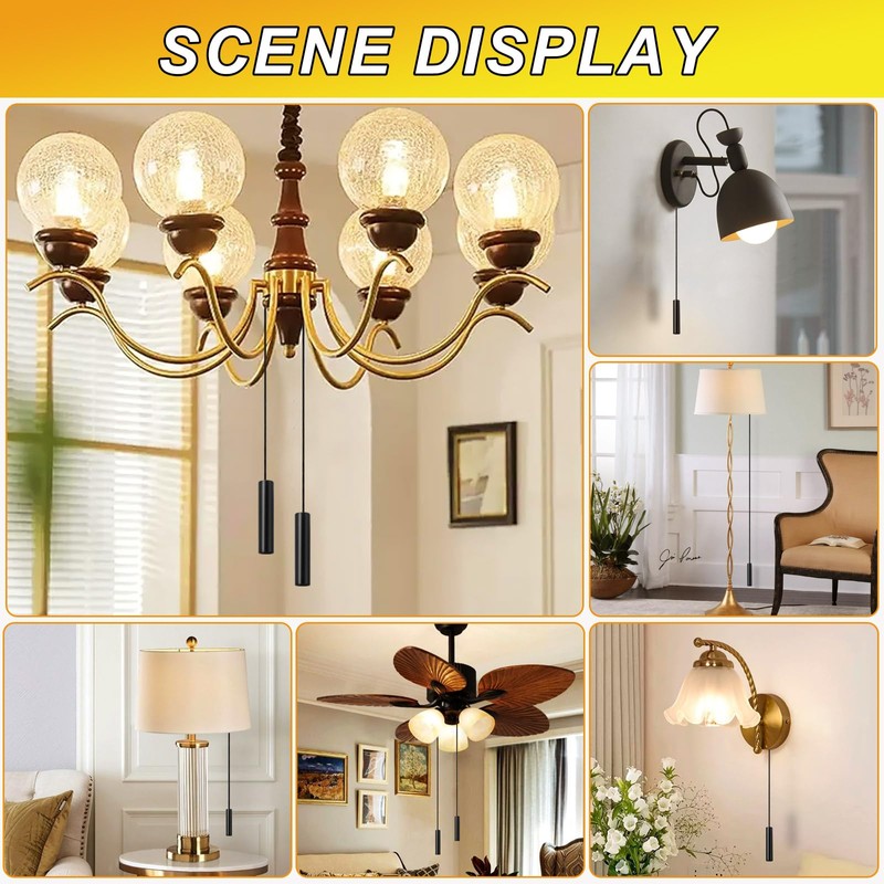 2PCS Bathroom Light Pull Cord 6*1.2cm Light Pull Handle with